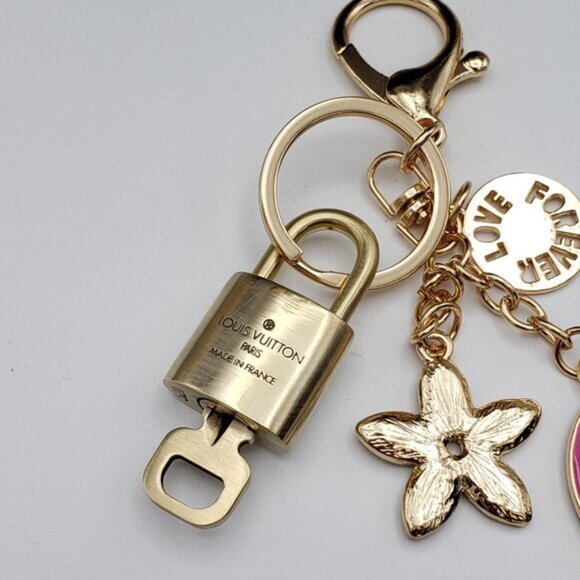 Authentic Louis Vuitton Lock & Key with Unbranded Flower Charm, Keychain - Picture 4 of 8